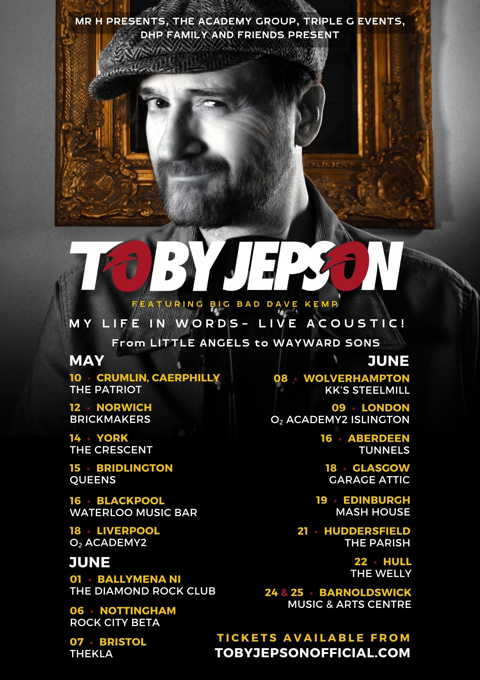 Former Little Angels frontman and Planet ROck DJ, Wayward Sons singer and songwriter Toby Jepson is on tour this May/June