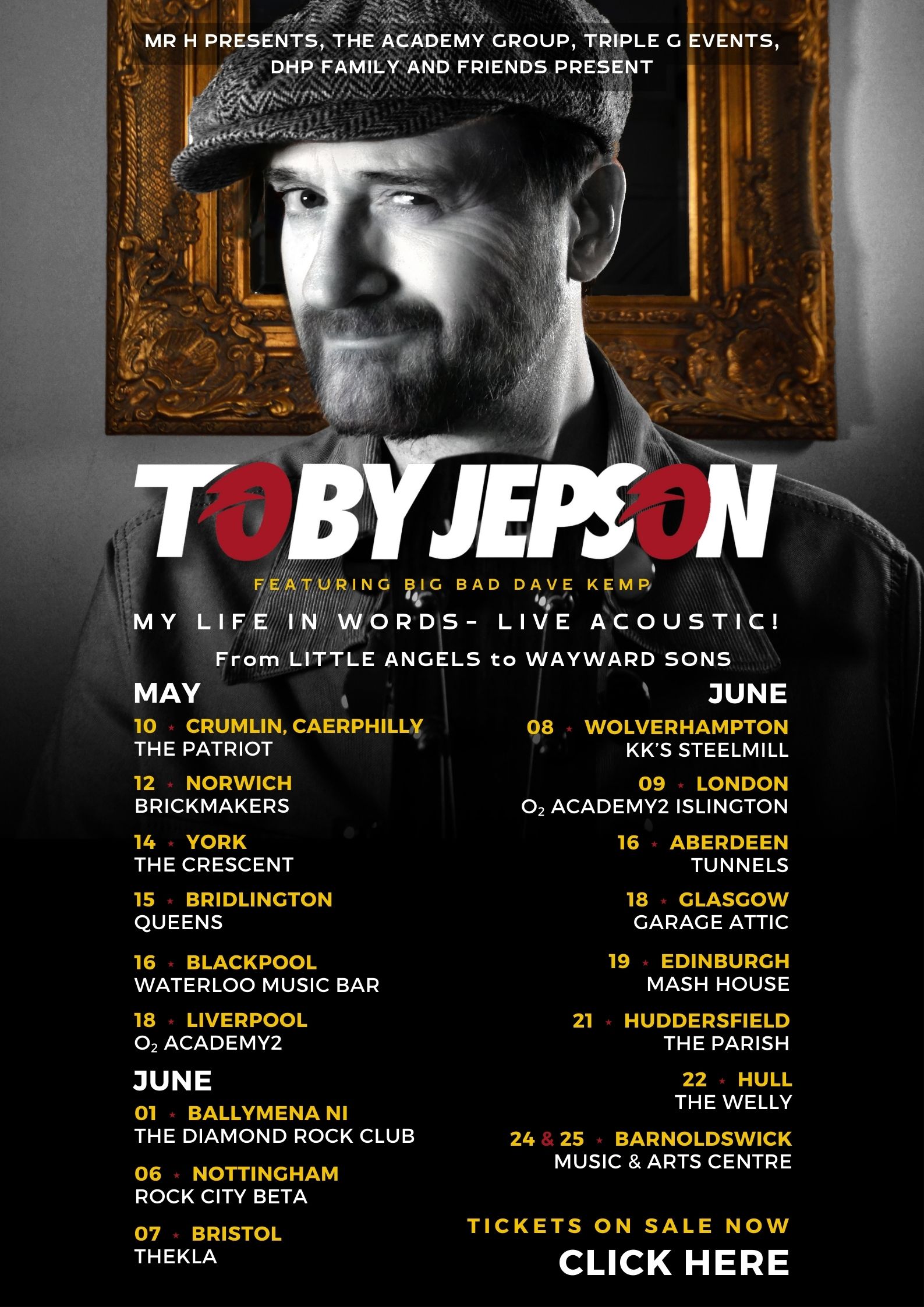 Former Little Angels frontman and Planet ROck DJ, Wayward Sons singer and songwriter Toby Jepson is on tour this May/June