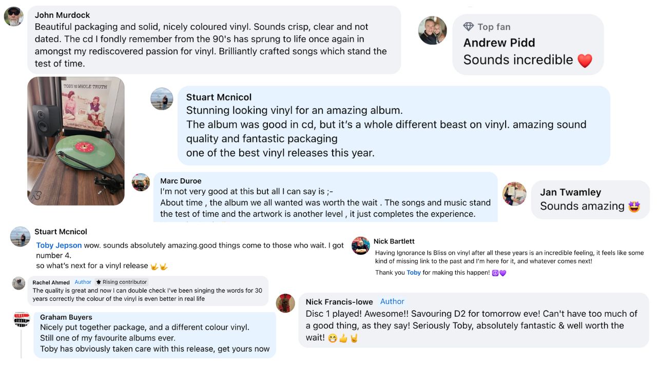 limited edition signed vinyl fan reviews for Toby Jepson